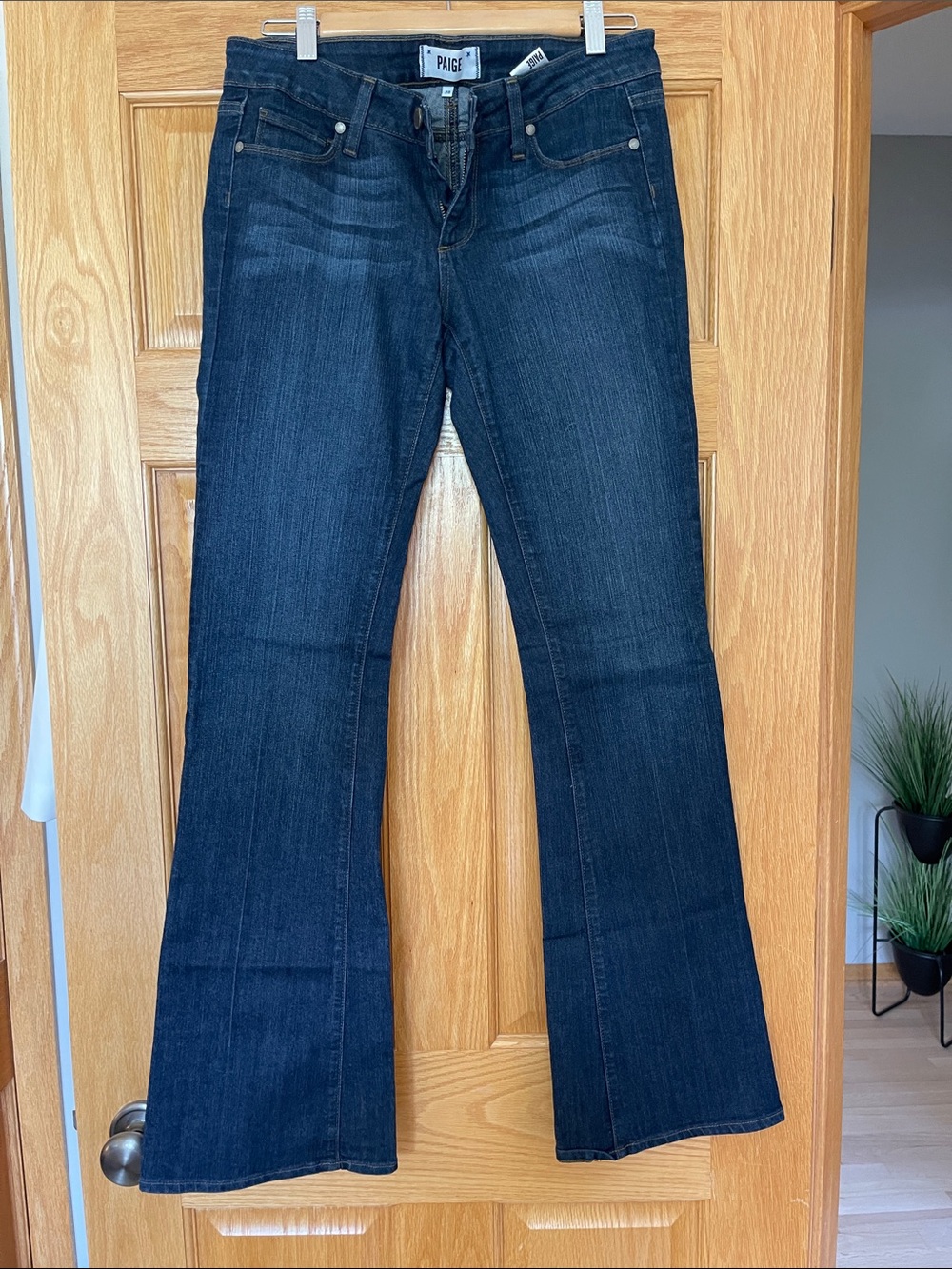 PAIGE Dark Indigo Wide Leg Jeans